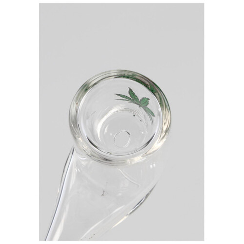 Classic glass pipe transparent hemp leaf straight