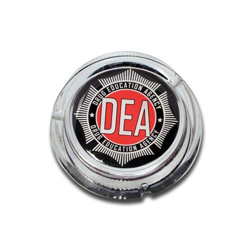 Glass ashtray with 'DEA'