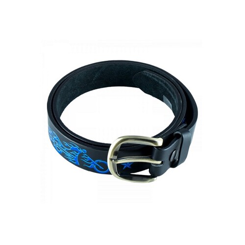 Leather Belt Motorcycle & Tattoo blue