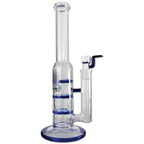 Black Leaf Glass Bong with Triple Turbine