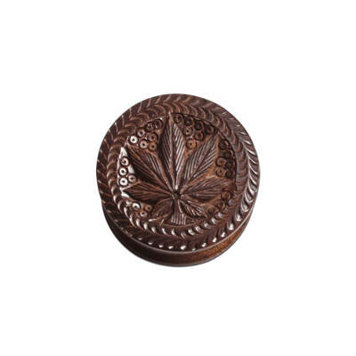 Rosewood grinder 'Leaf' 2 pcs. carved