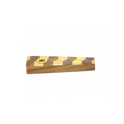 Wooden pipe, rectangular, curved, L = 11 cm